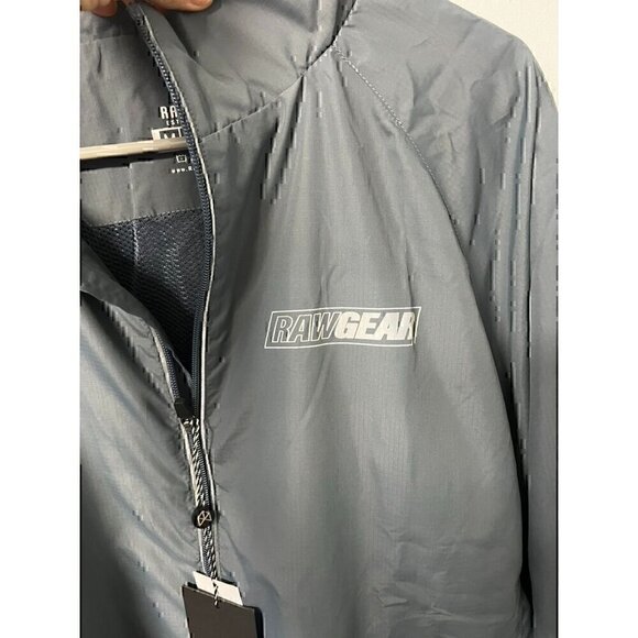 RAWGEAR REFLECTIVE FULL ZIP GRAY WINDBREAKER JACKET, W/POCKETS, MESH LINED, MED - Picture 2 of 5